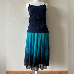 CHRISTOPHER & BANKS Polyester Chiffon Aqua/Navy Ombré Mermaid Skirt, size 8.